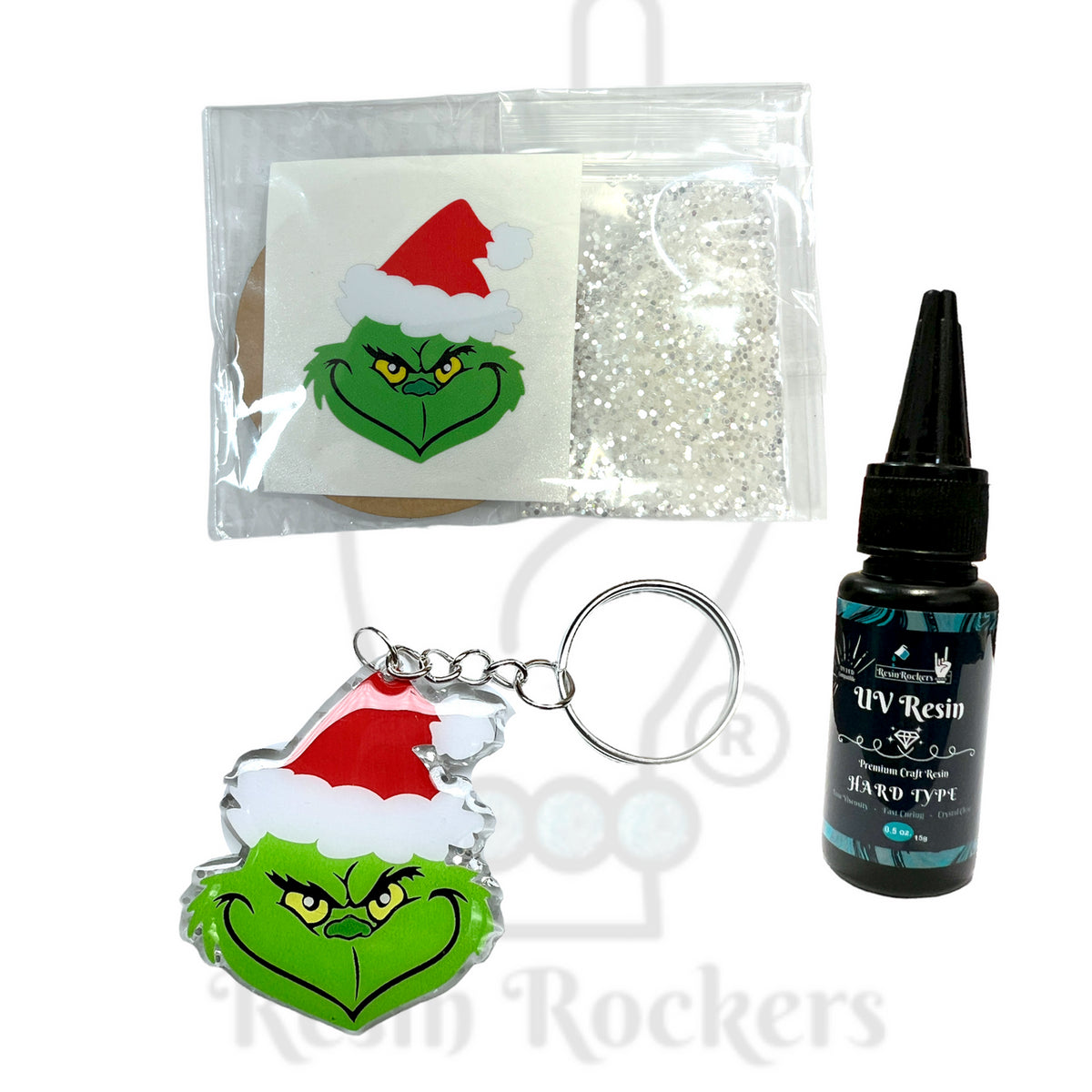 Grinch Inspired Acrylic Blank With Decal Keychain Kit