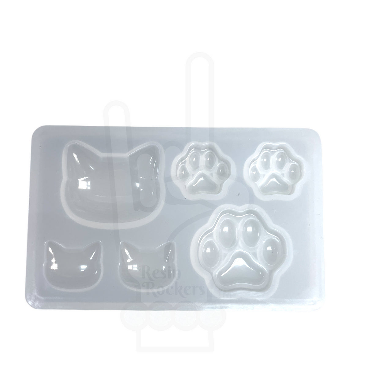 UV Safe Cat Heads and Paw Print Charm Duo Silicone Mold for UV or Epoxy Resin Art Single