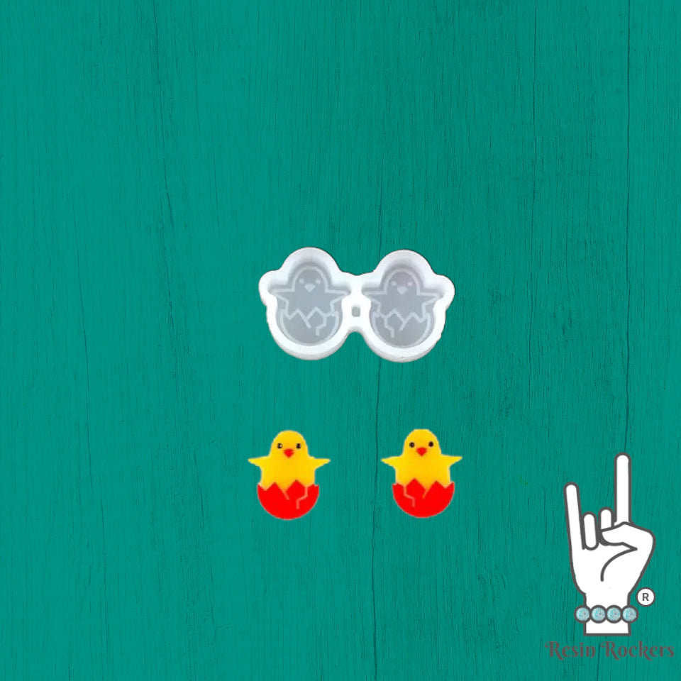 UV Safe Hatching Easter Chick Stud Earring Mold for UV and Epoxy Resin Art