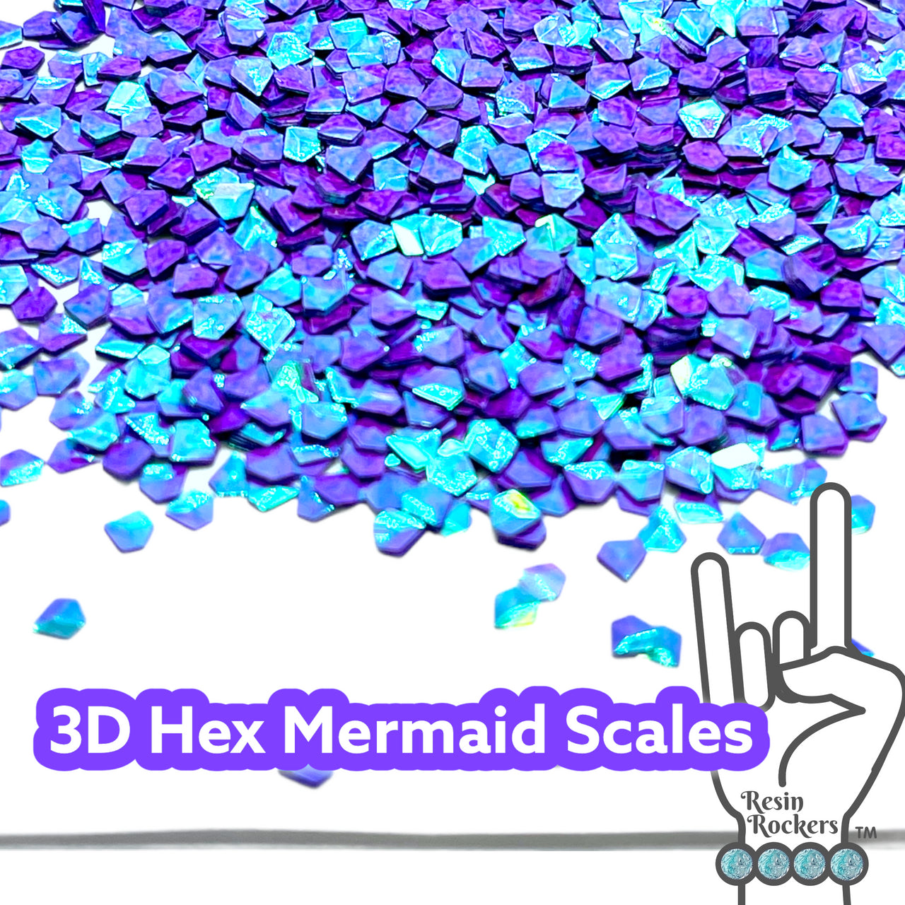 3D Chunky Holographic Hex Mermaid Scales Glitter Shapes for UV and Epoxy Resin Art