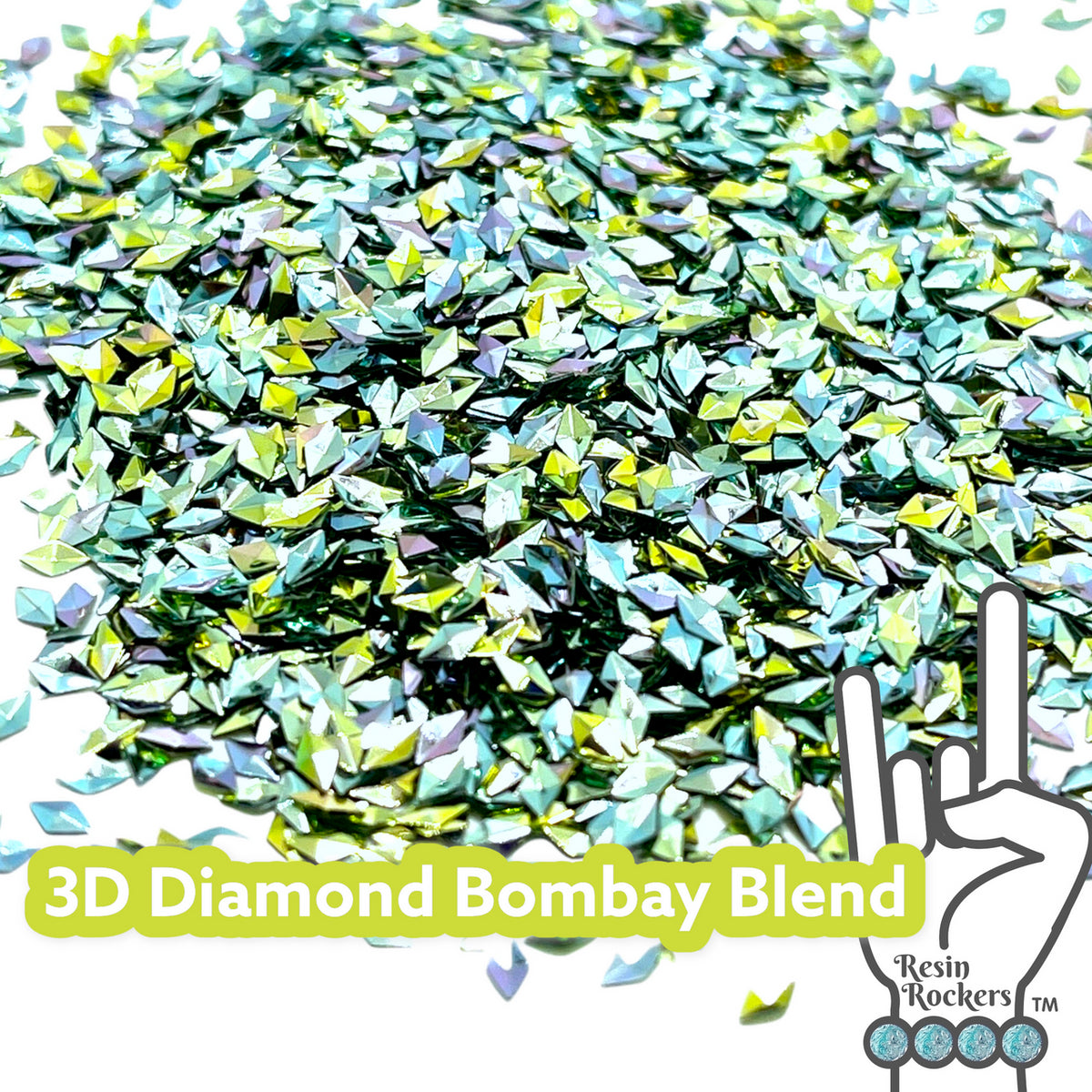 3D Chunky Holographic Bombay Blend Glitter Shapes for UV and Epoxy Resin Art