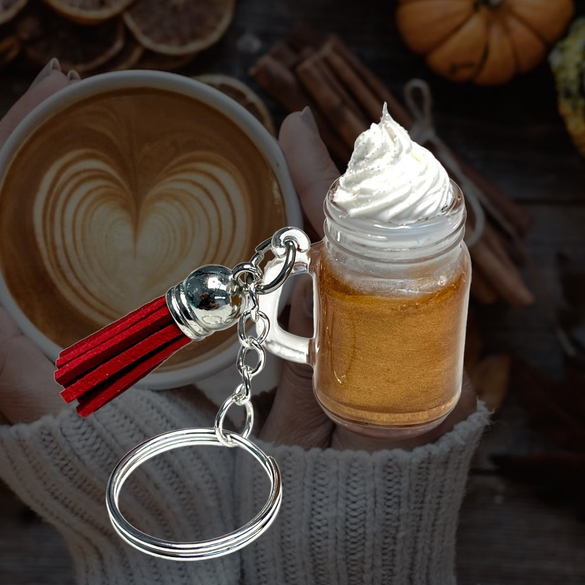Pumpkin Spice Latte Mason Jar Beverage Keychain Accessory Starter Kit - Makes 10!