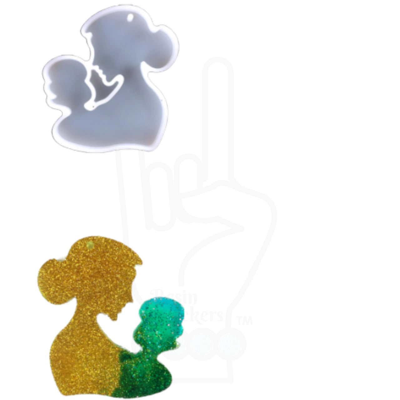 Mother and Baby Silhouette Keychain Mold for UV or Epoxy Resin Art
