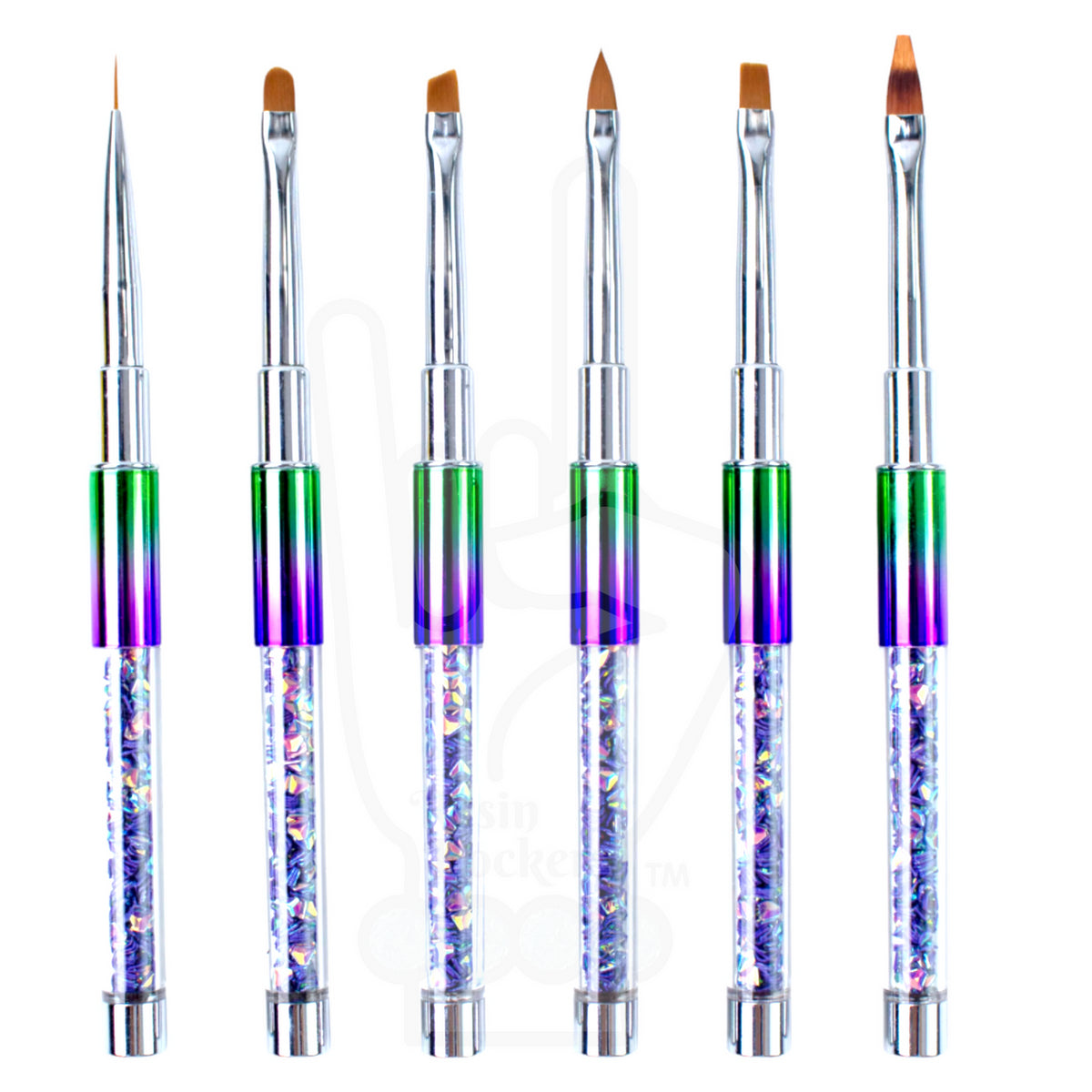Professional Heavyweight Premium Pigment Powder Brush Set of 6 for Epoxy and UV Resin Art