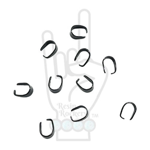 Lot of 10 Stainless Steel Plated Pinch Bails for Resin Pendants
