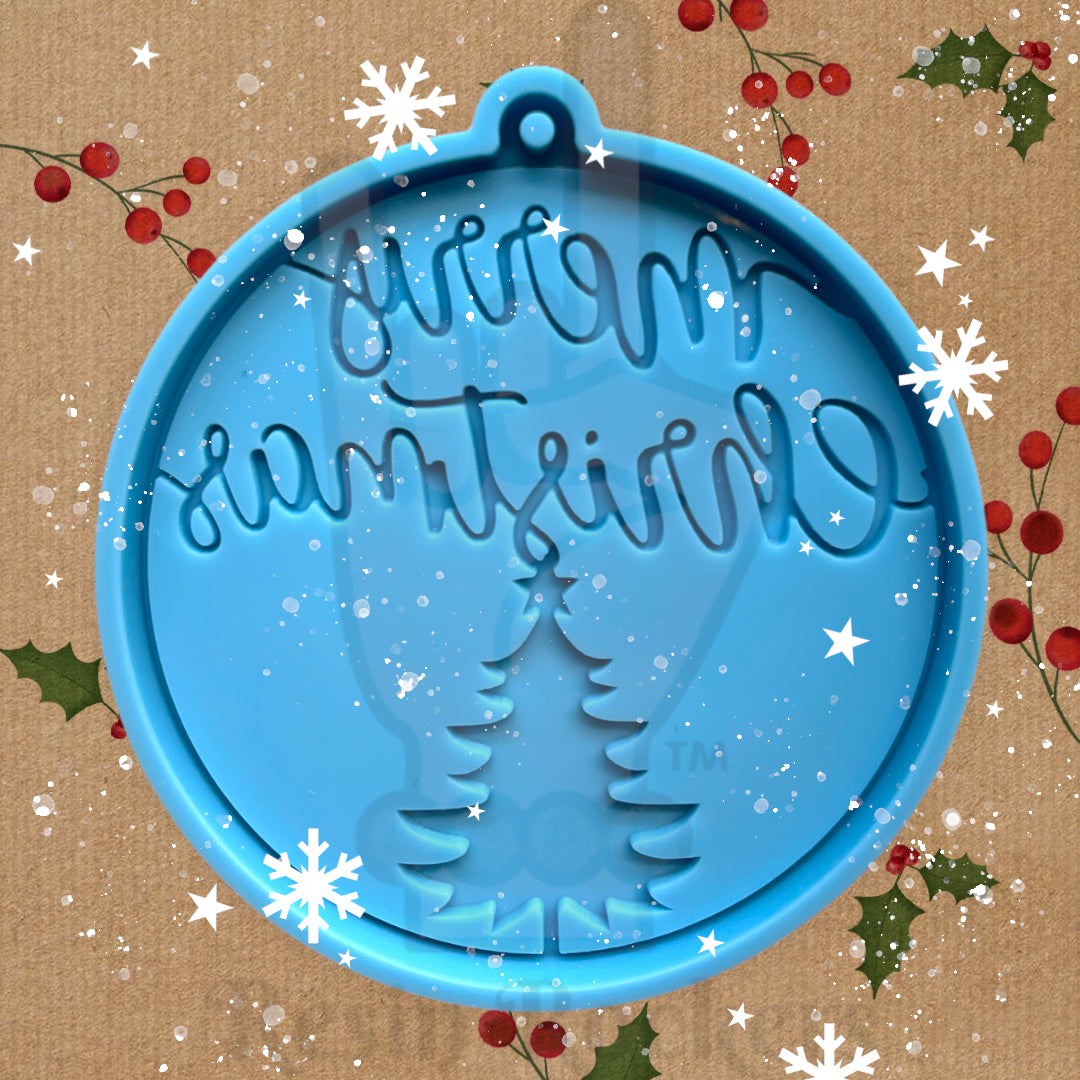 Merry Christmas Tree Ornament Silicone Mold for Epoxy Resin Art