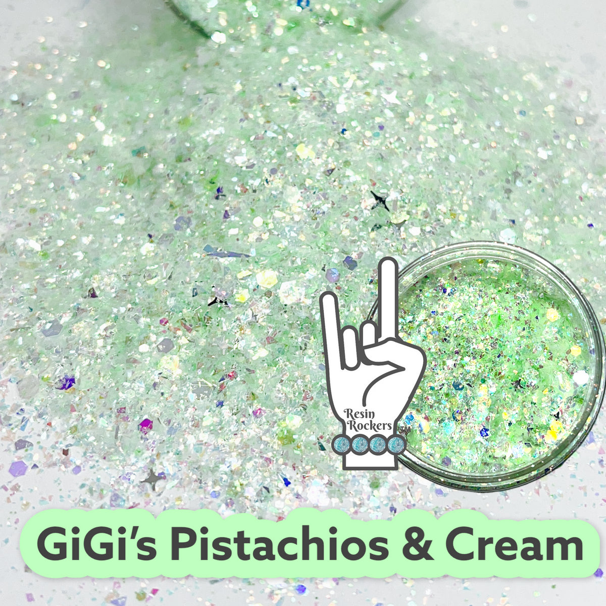 Gigi&#39;s Pistachios &amp; Cream Premium Pixie for Poxy Chunky Glitter Mix
