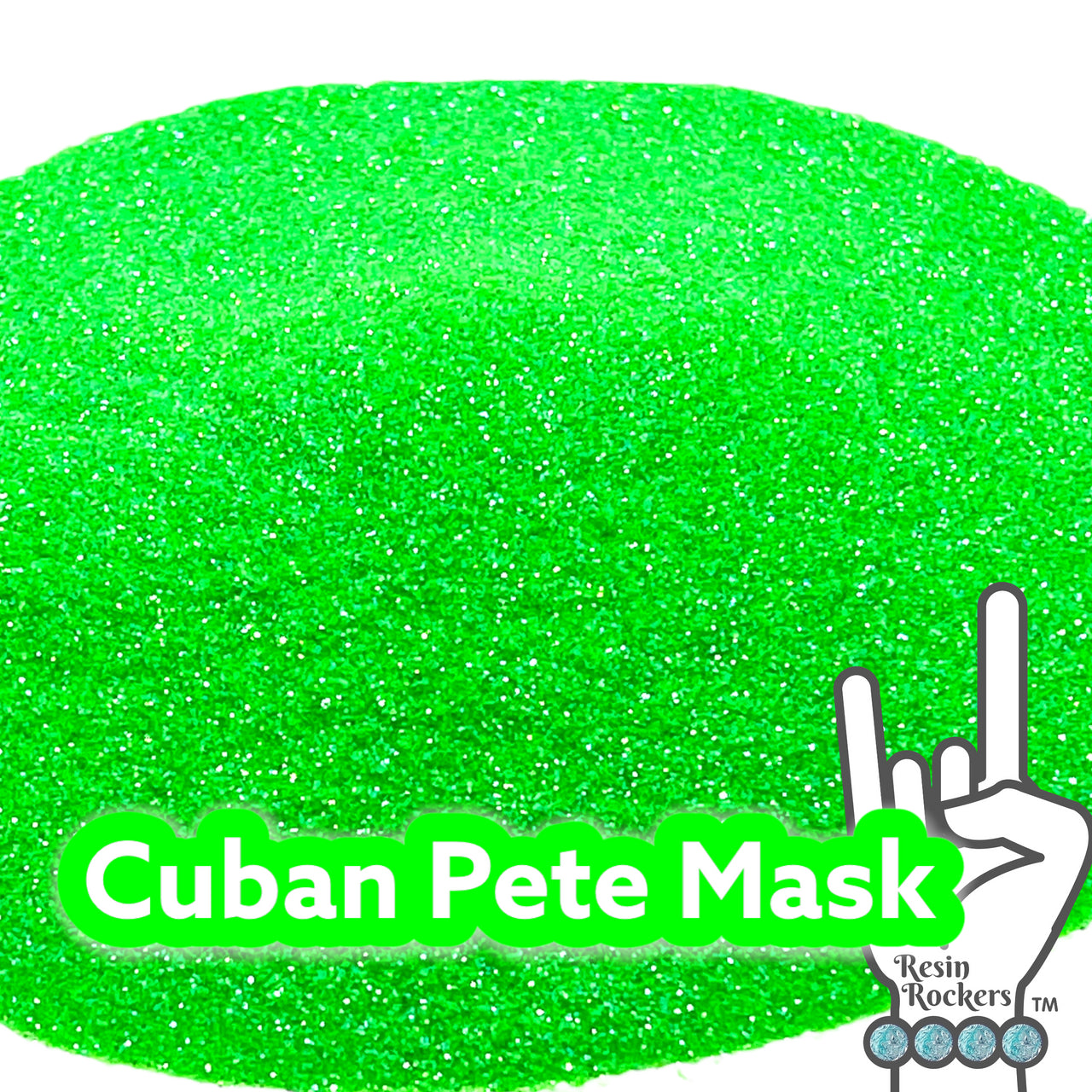 Cuban Pete Mask Fluorescent Green Iridescent Pixie for Poxy Micro Fine Glitter