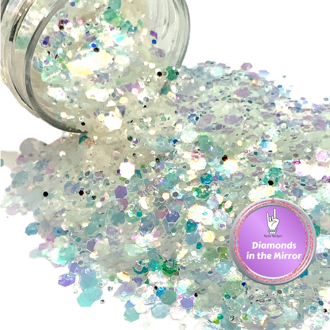 White Diamonds in the Mirror Premium Pixie for Poxy Chunky Glitter Mix