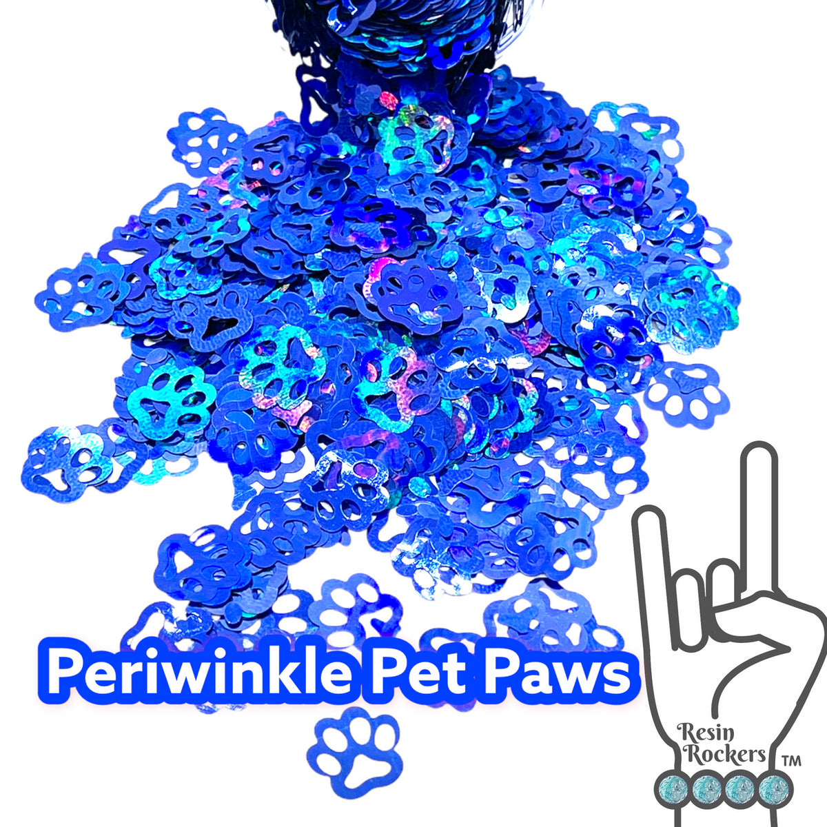 Periwinkle Pet Paws Holographic Glitter Shape