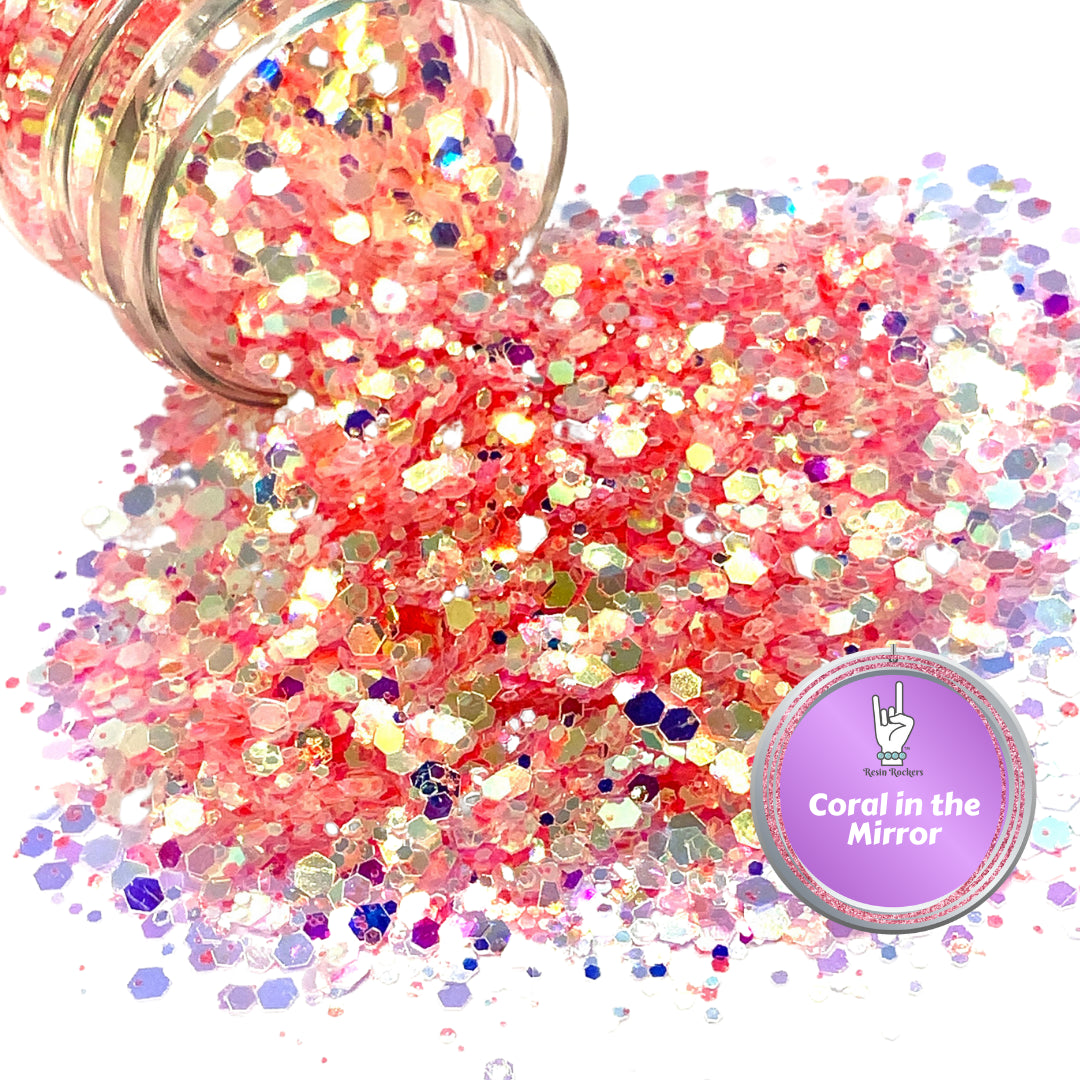 Coral in the Mirror Premium Pixie for Poxy Chunky Glitter Mix