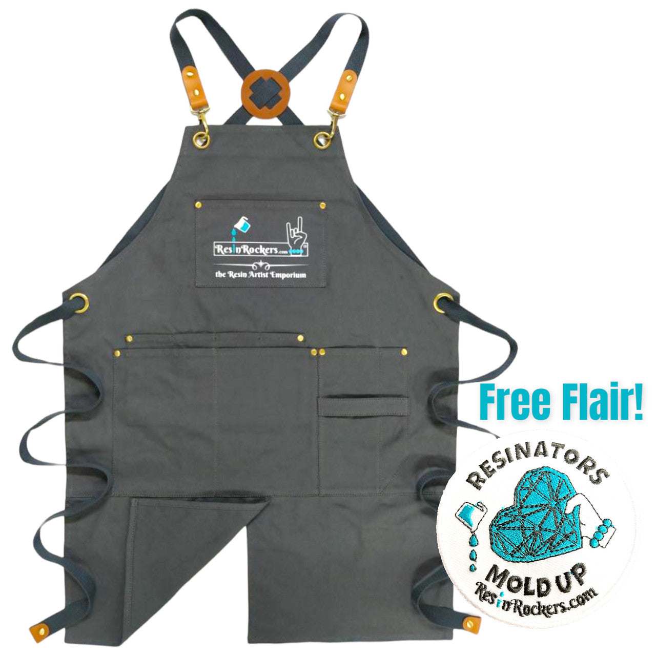 Exclusive Resin Rockers Heavy Duty Canvas Apron with Pockets and FLAIR Designed for Epoxy and UV Resin Art