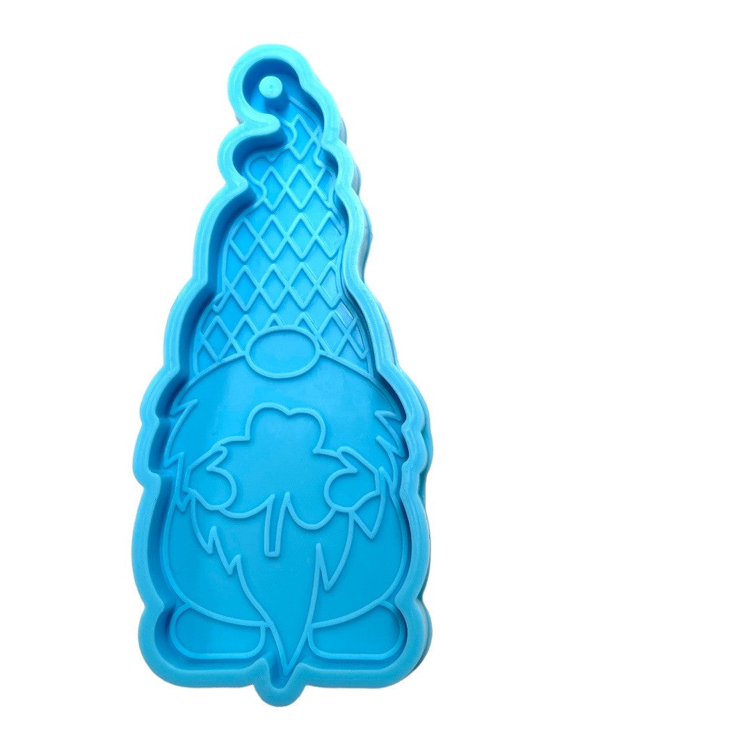 St. Patrick&#39;s Day Gnome with Criss Cross Hat Keychain Silicone Mold for Epoxy Resin Art