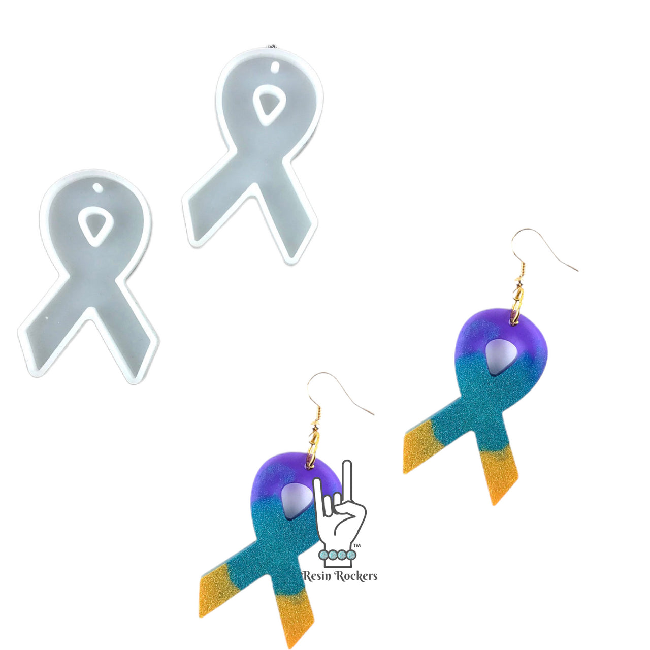 UV Safe Cancer Awareness Dangle Earring Molds for UV and Epoxy Resin Art