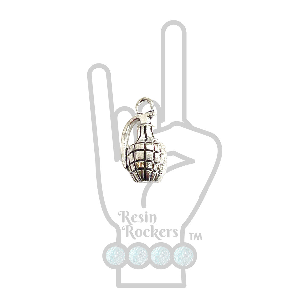 Grenade Silver Plated Stainless Pen Charm