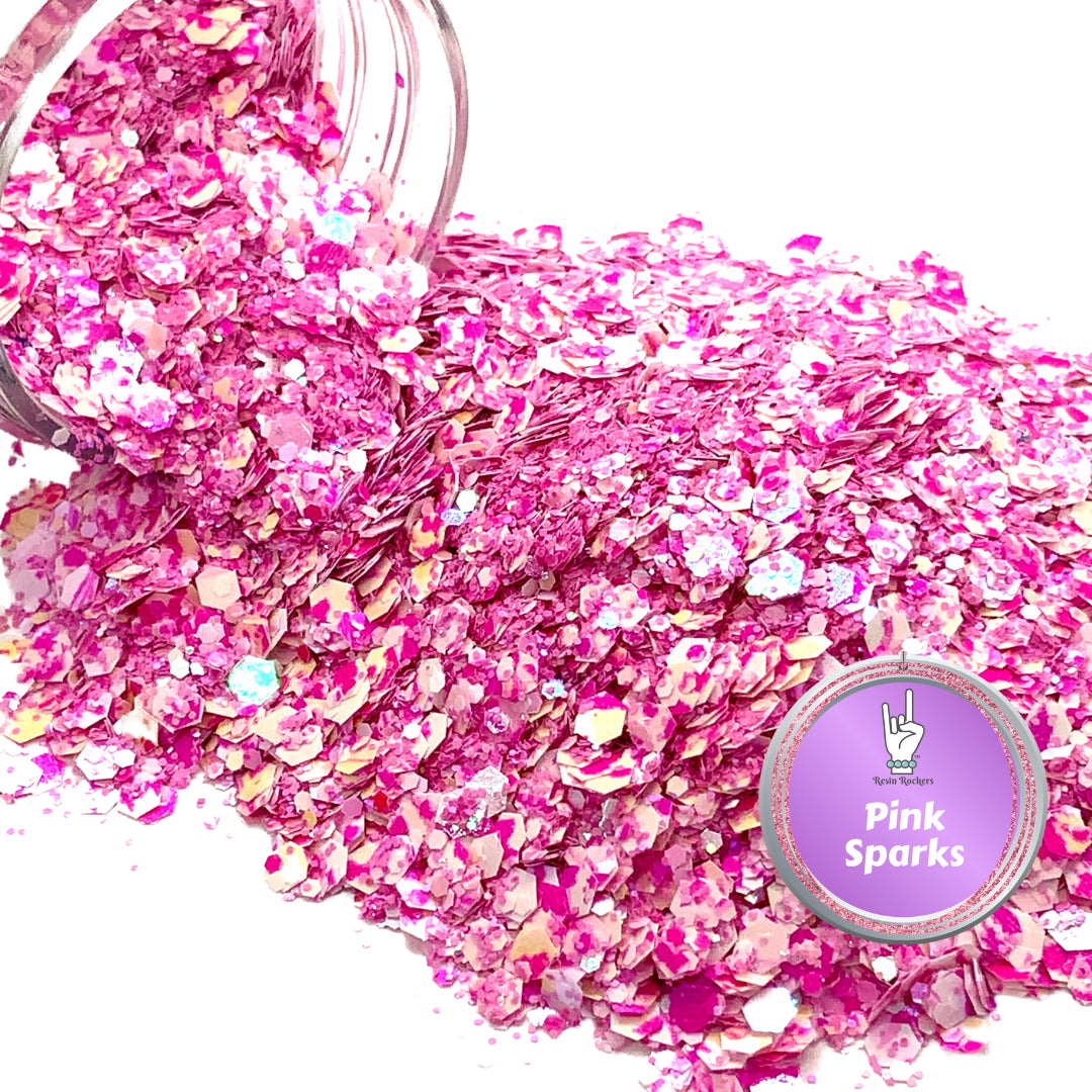 Pink Sparks Tie Dye Pixie for Poxy Chunky Glitter Mix - Resin Rockers
