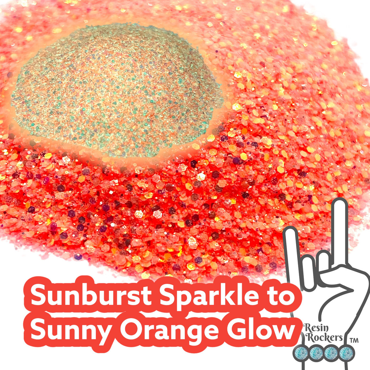 Glamour and Sunburst Sparkle to Sunny Orange Glow in the Dark Pixie for Poxy Color Changing Medium Chunky Glitter Mix