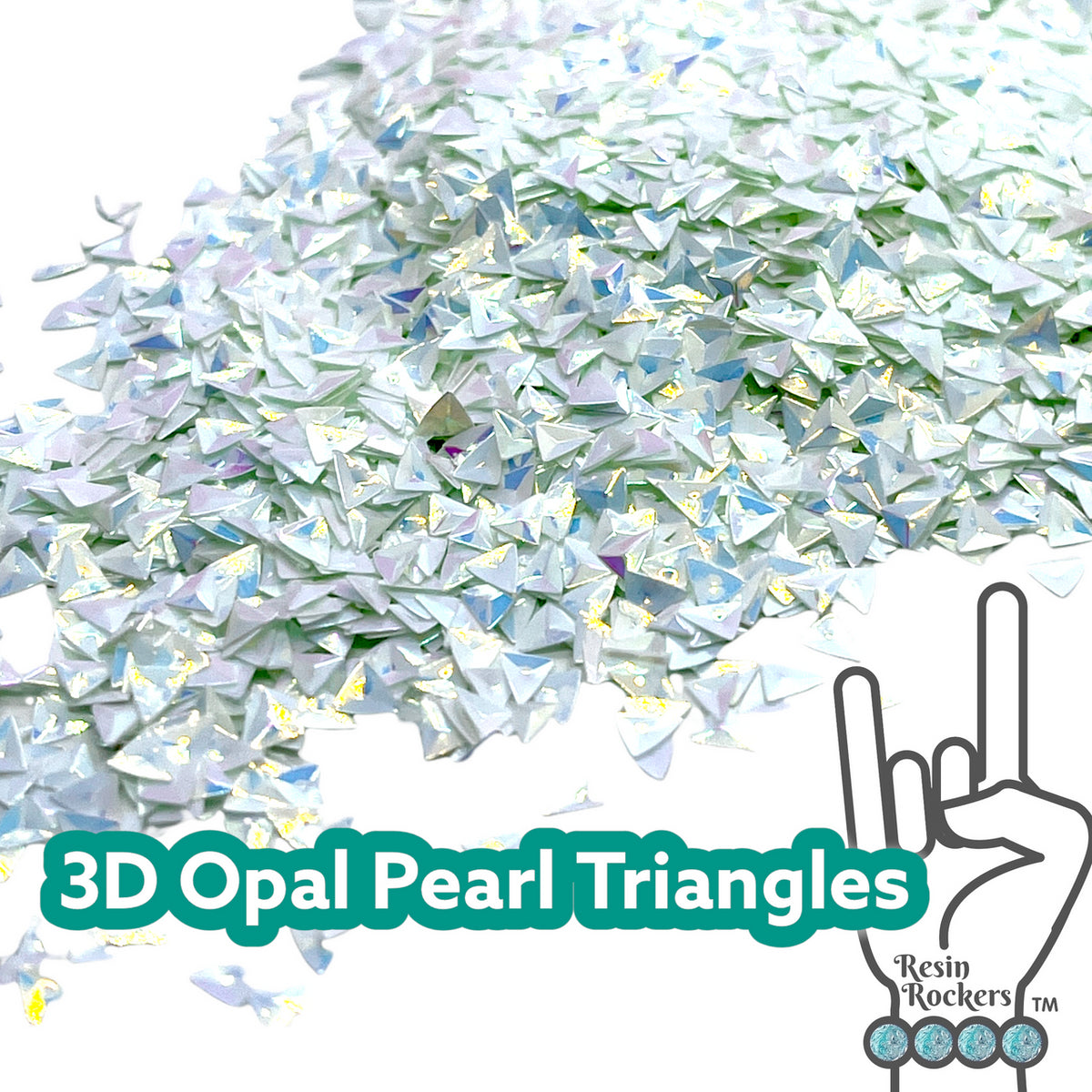 Mama&#39;s Pearl 3D Chunky Holographic Opal Triangle Glitter Shapes for UV and Epoxy Resin Art