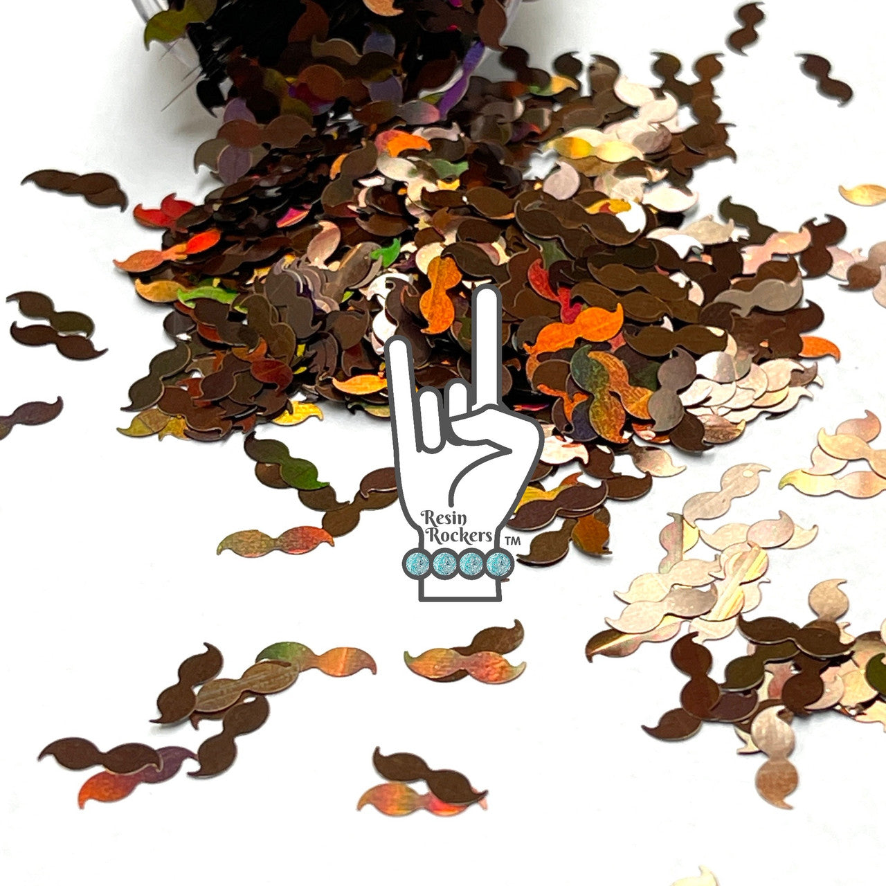 Mustache Holographic Glitter Shape