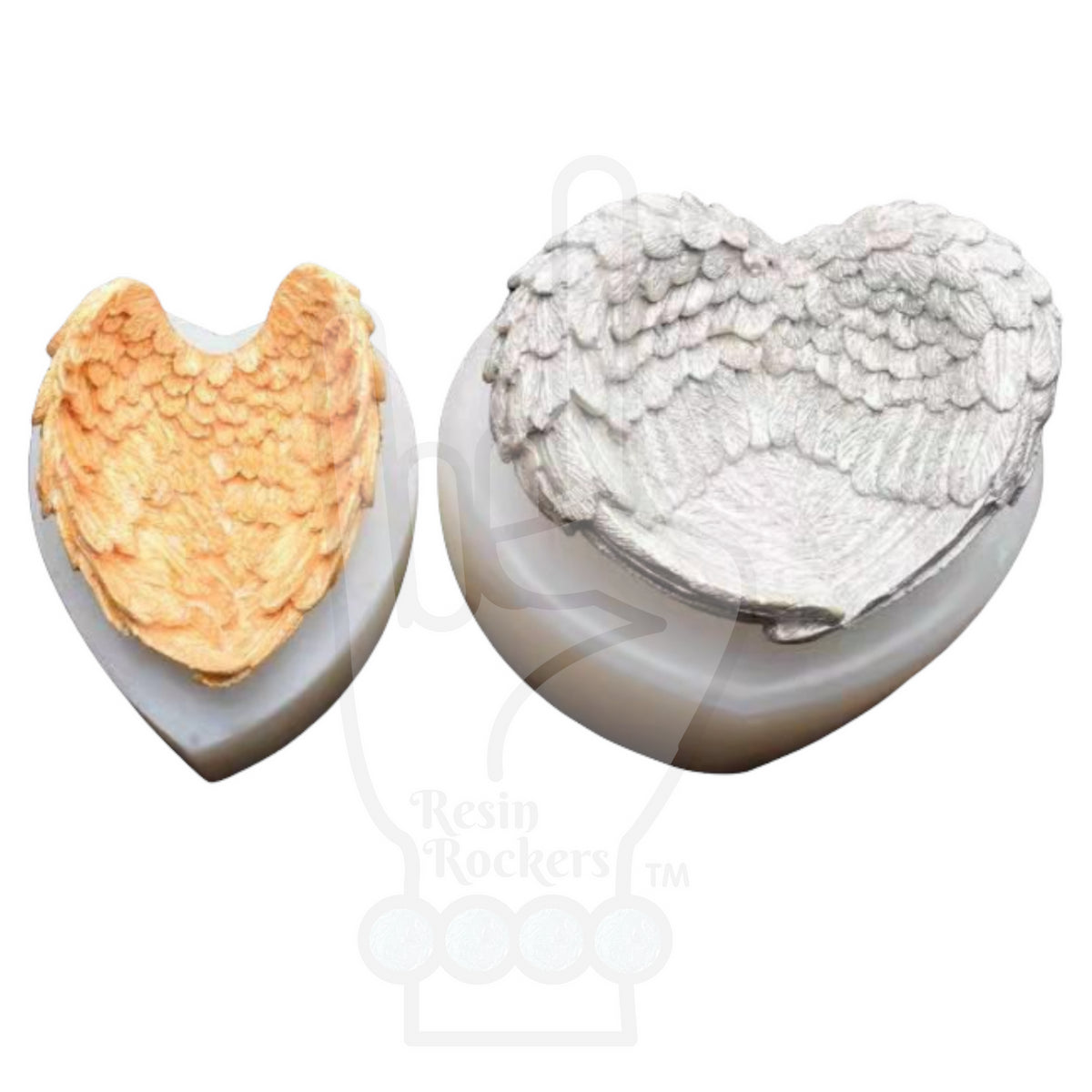 3D Cupped Heart Angel Wings Preservation Silicone Mold for Epoxy Resin Art