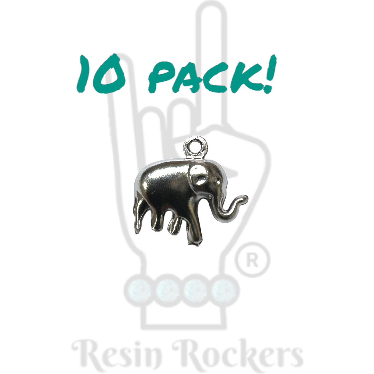 Mini Hollow Silver Elephant Charm - 10 Pack