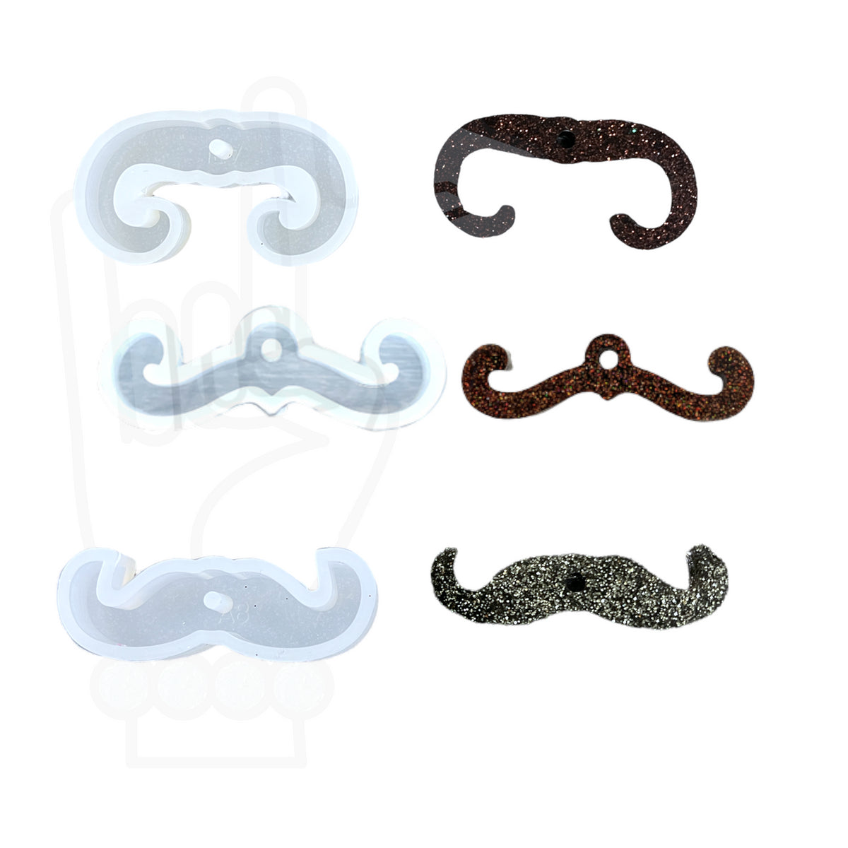 Mustache Mini Pendant or Keychain Charm Silicone Mold Set of 3 for UV or Epoxy Resin Art