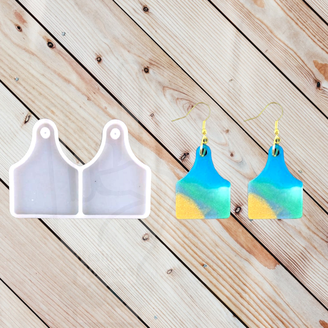 UV Safe Cow Tag Dangle Earring Mold for UV and Epoxy Resin Art