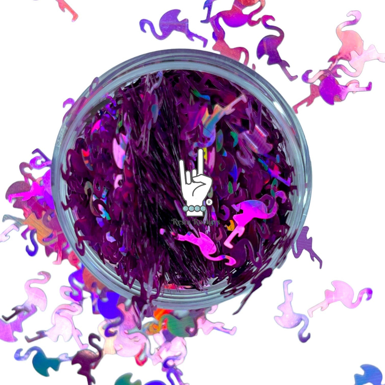 Pink Flamingo Holographic Glitter Shapes