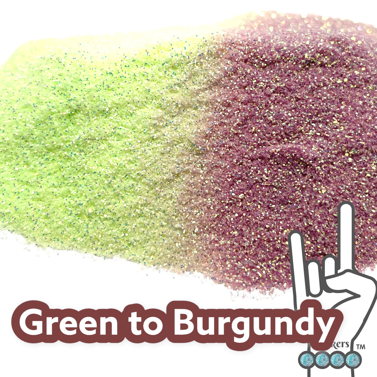 UV Reactive Green to Red (Burgundy) Pixie for Poxy Color Changing Micro Fine Glitter
