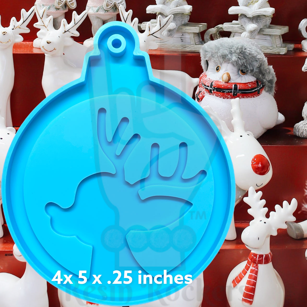 JUMBO Rudolph the Red-nosed Reindeer Inspired Holiday Ornament Silicone Mold for Epoxy Resin Art