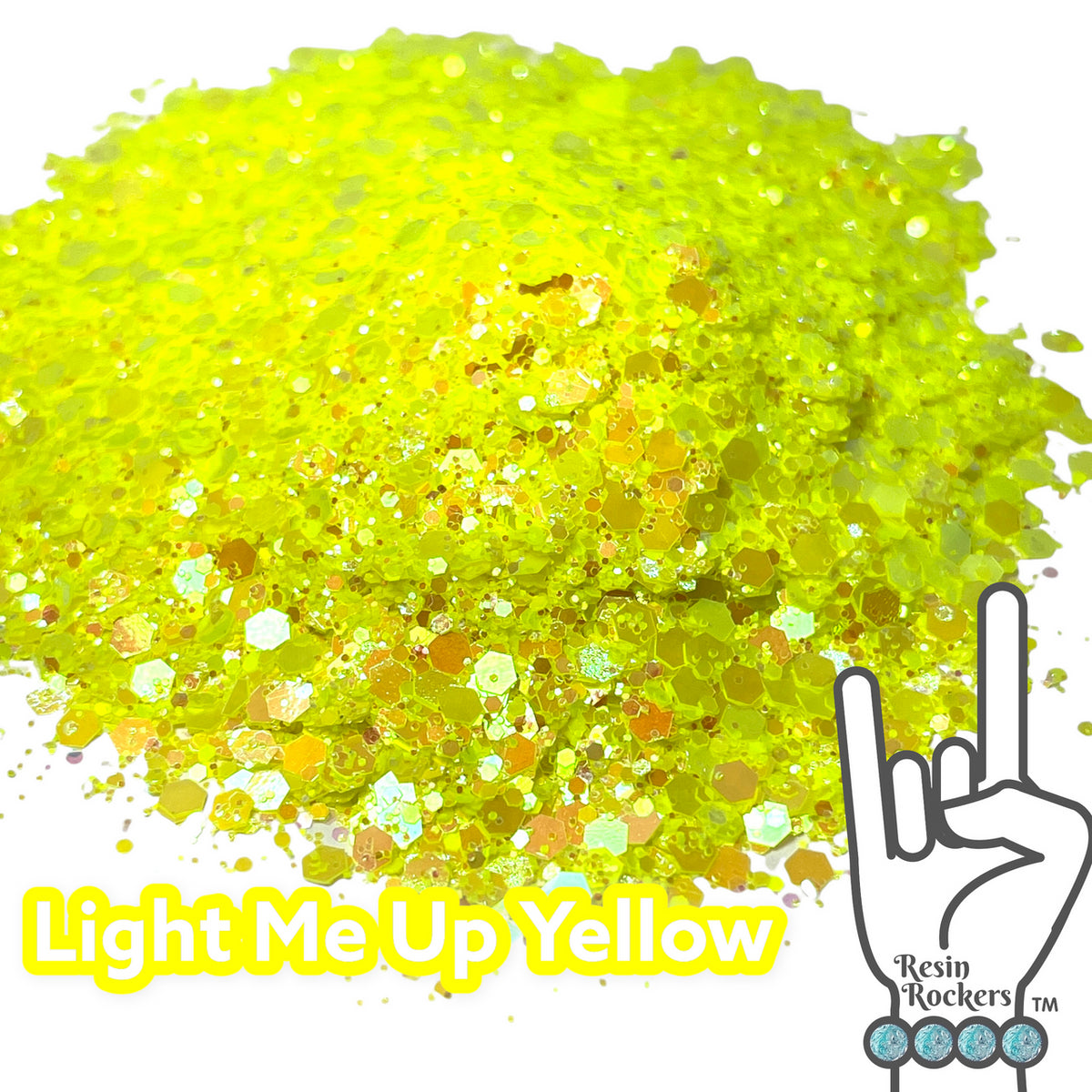 Light Me Up Yellow Florescent Holographic Premium Pixie for Poxy Chunky Glitter Mix