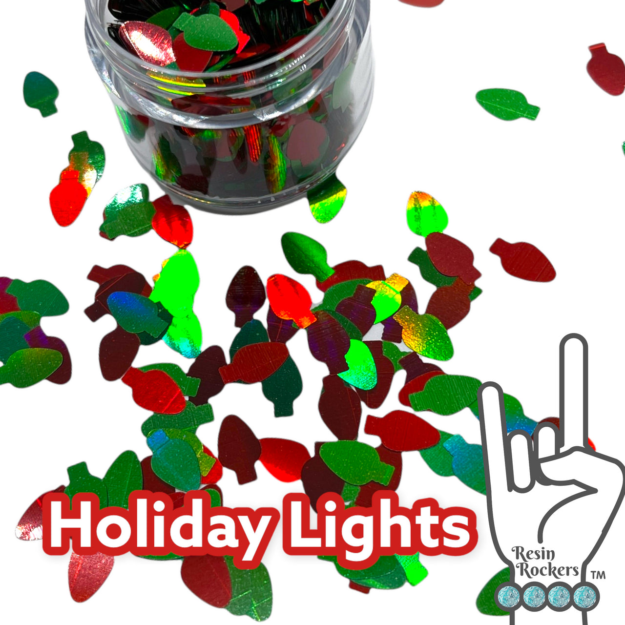 Holiday Lights Holographic Glitter Shapes