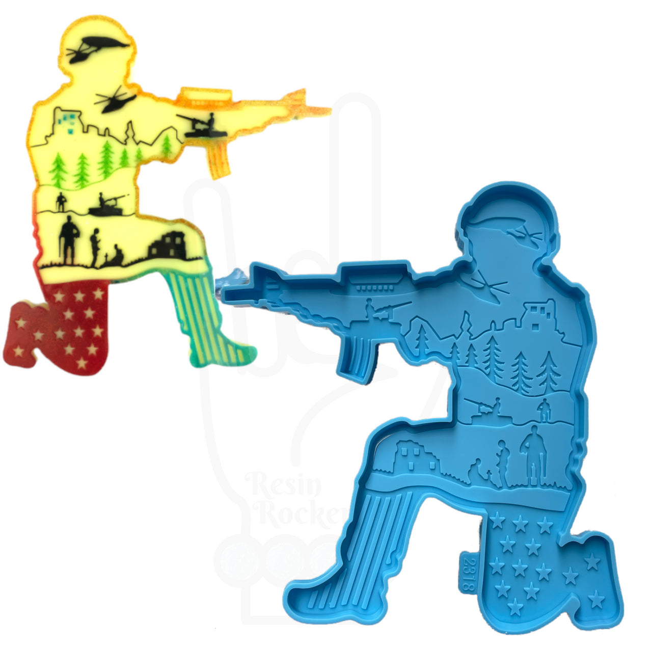 Army Armed Services Soldier Wall Decor Silicone Mold for Epoxy Resin Art