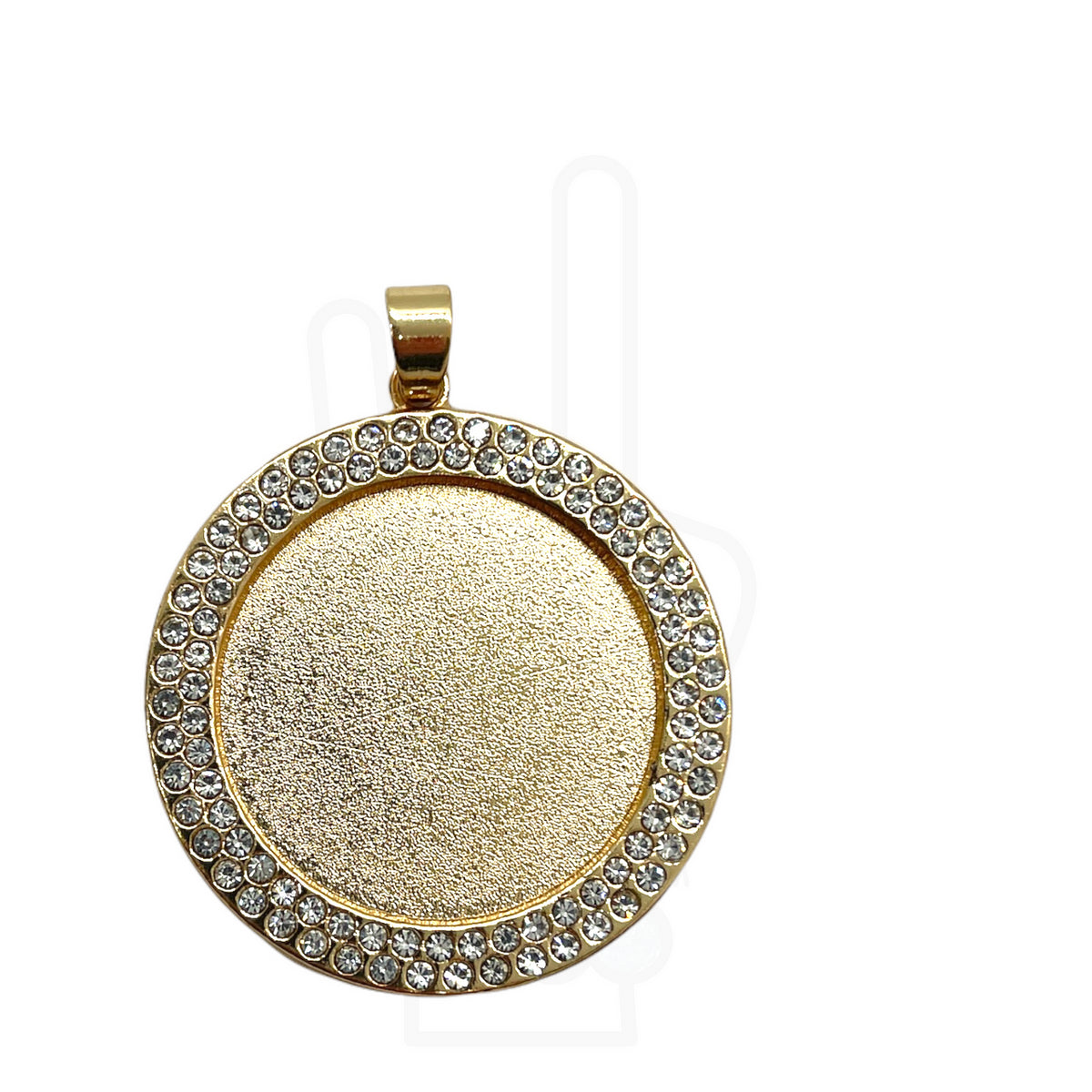 25mm Round Bezel with Rhinestones &amp; Pinch Clips Pendant Blank for UV or Epoxy Resin