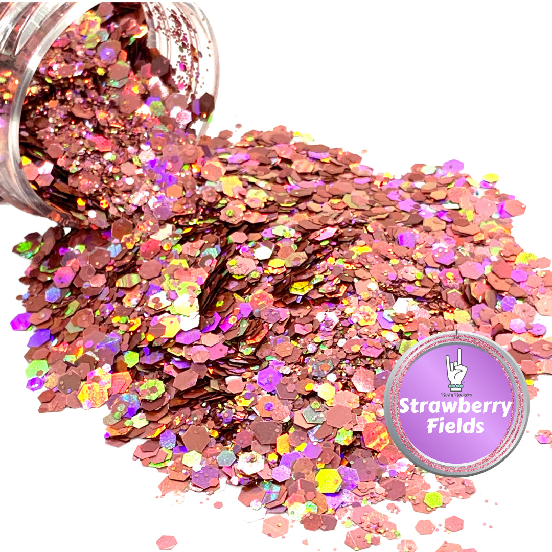 Strawberry Fields Pink Holographic Pixie for Poxy Chunky Glitter Mix