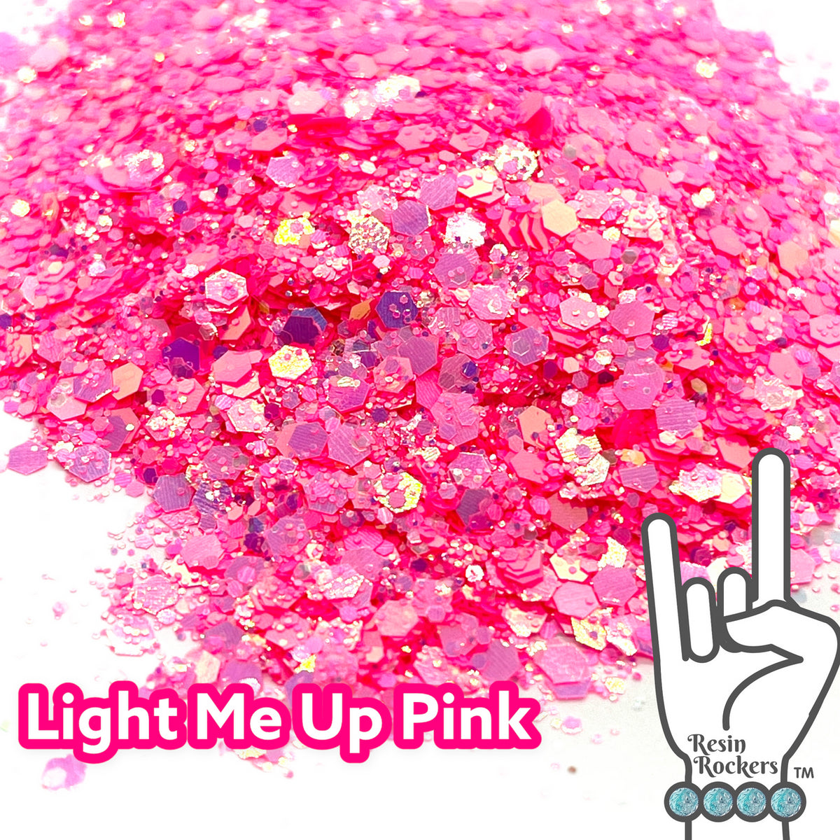 Light Me Up Pink Florescent Holographic Premium Pixie for Poxy Chunky Glitter Mix