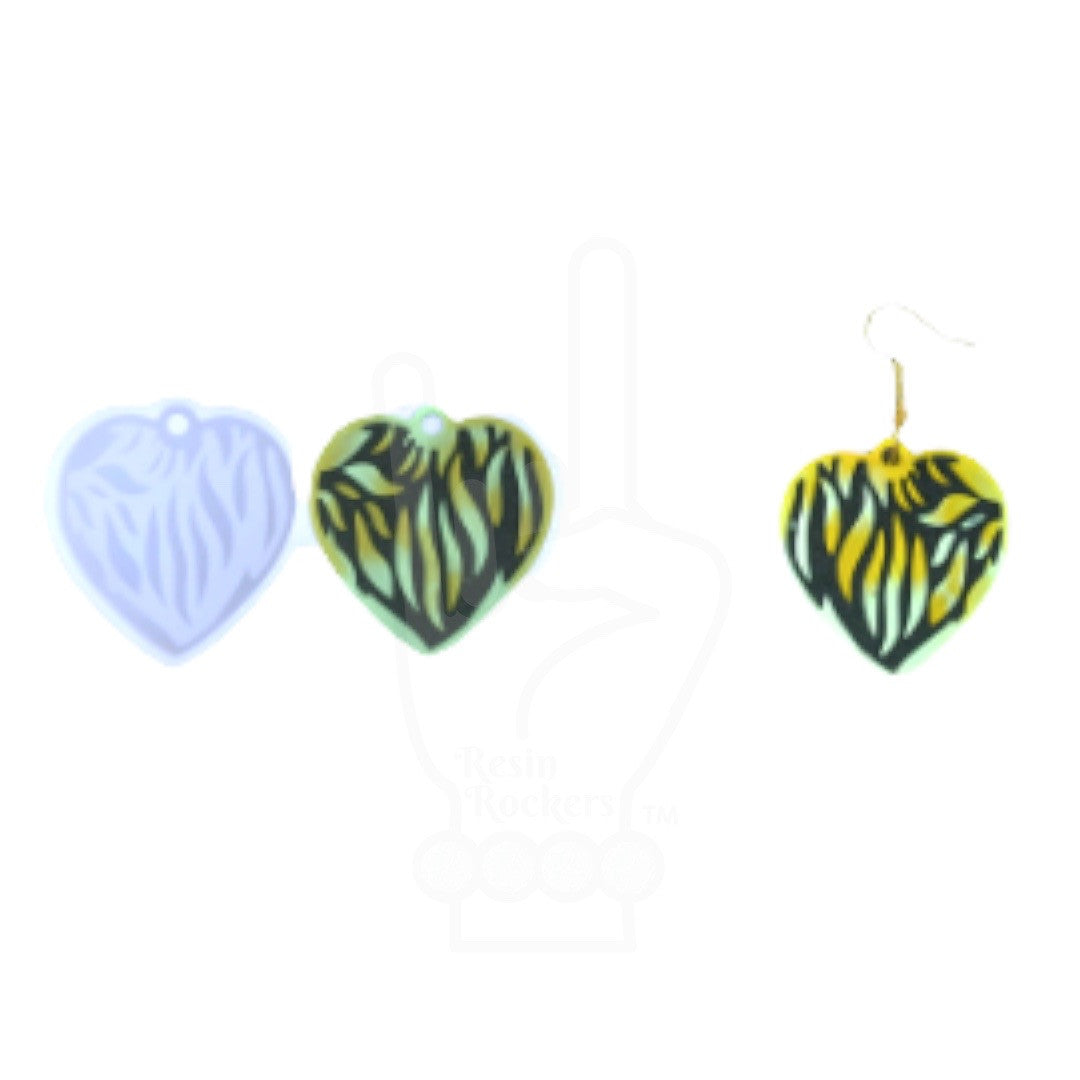 Heart with Stripes Dangle Earring Mold for UV and Epoxy Resin