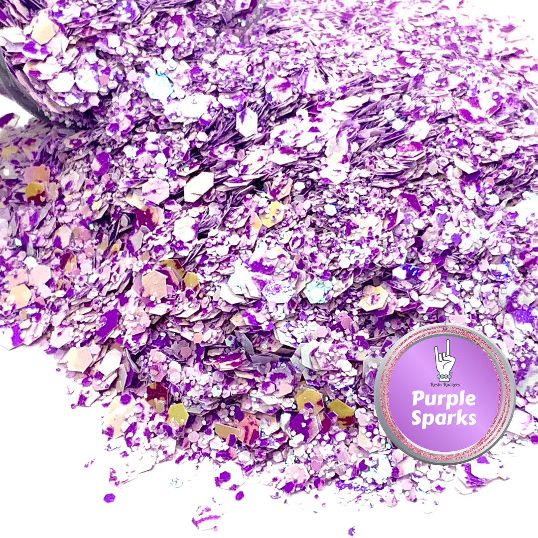 Purple Sparks Tie Dye Pixie for Poxy Chunky Glitter Mix