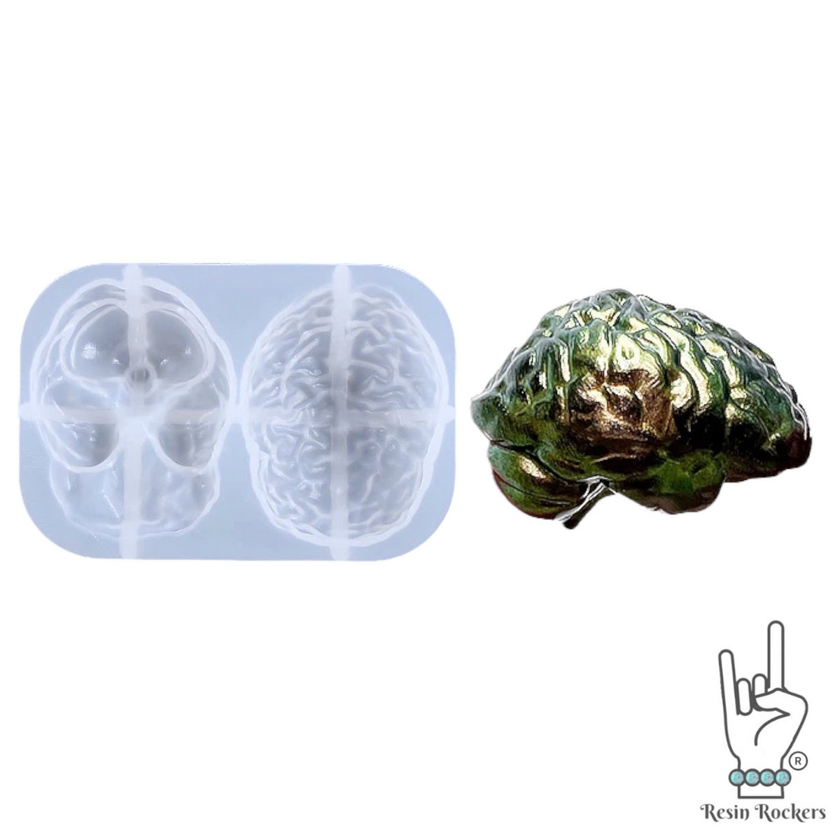 UV Safe Human Brain Silicone 3d Badge Reel or Phone Grip Mold for UV and Epoxy Resin Art