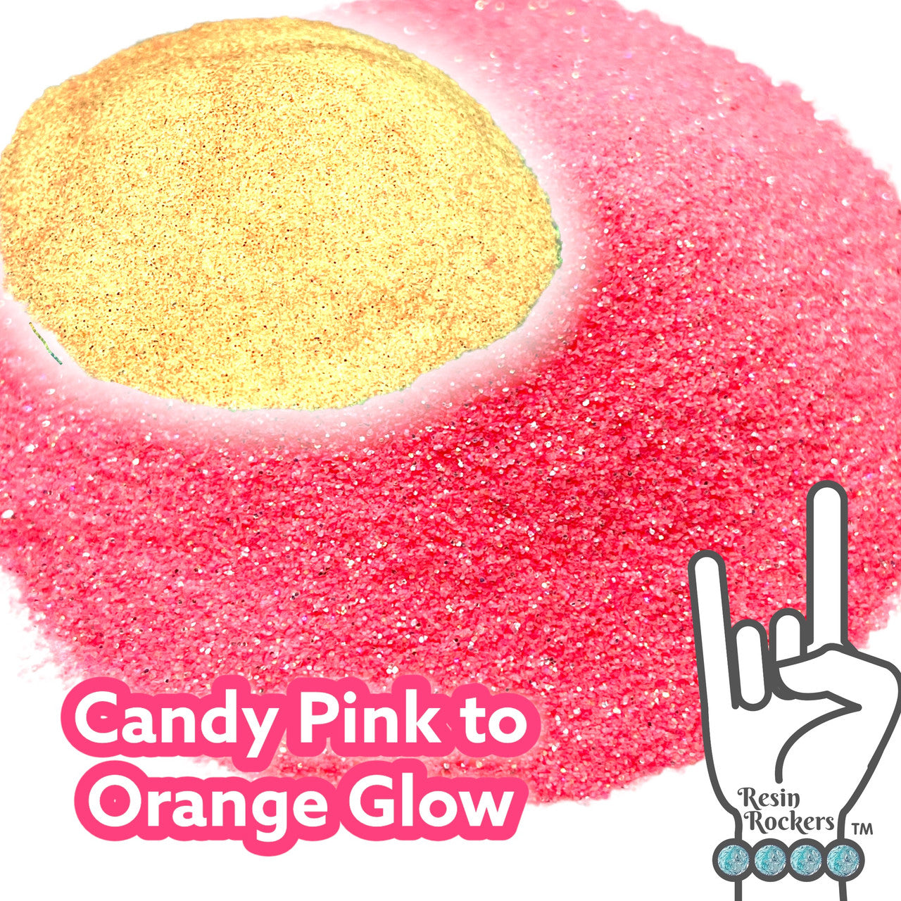 Glamour and Glow Candy Pink to Orange Glow in the Dark Pixie for Poxy Color Changing Microfine Glitter