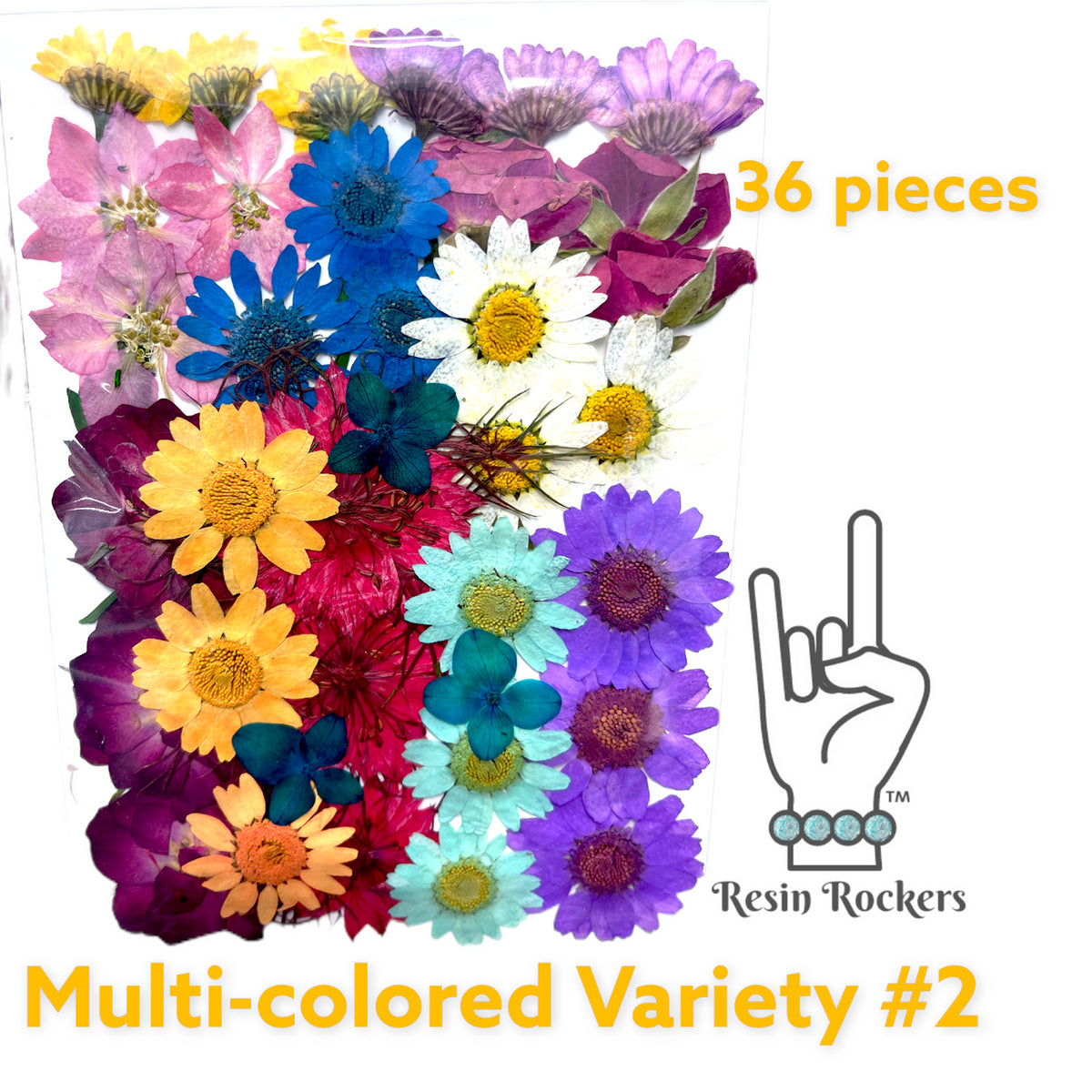 36 Piece Multi-colored Variety #2 Dried Pressed Real Natural Flowers For Epoxy &amp; UV Resin Art