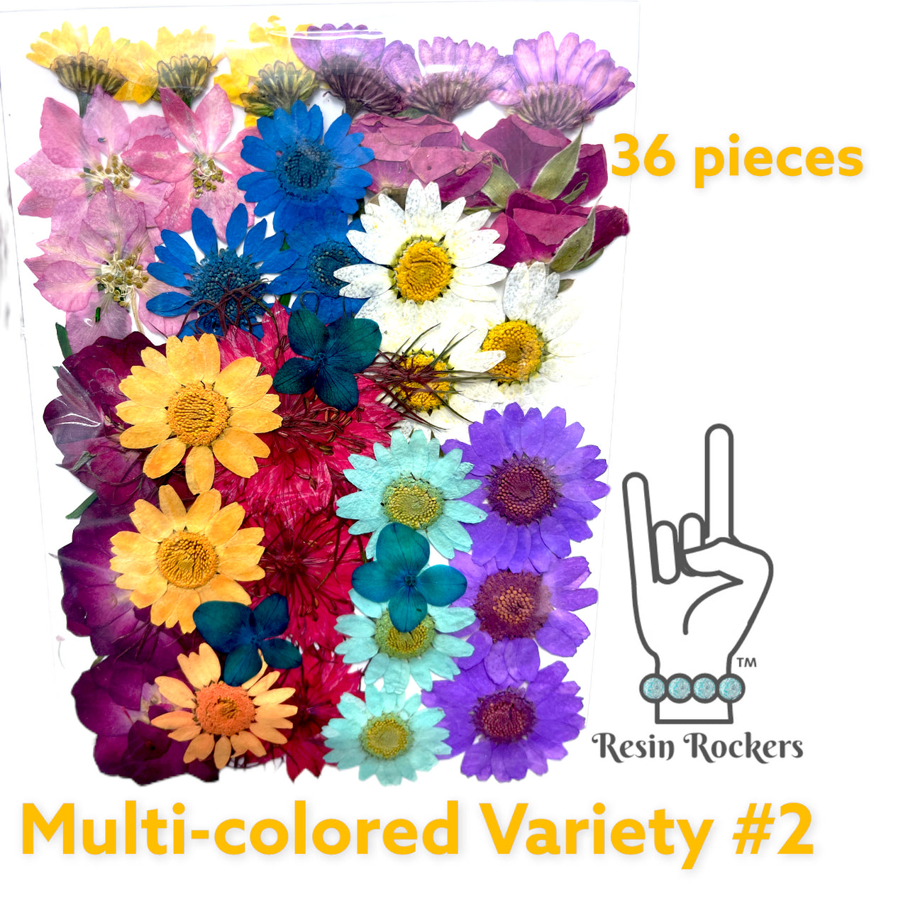 36 Piece Multi-colored Variety #2 Dried Pressed Real Natural Flowers For Epoxy & UV Resin Art