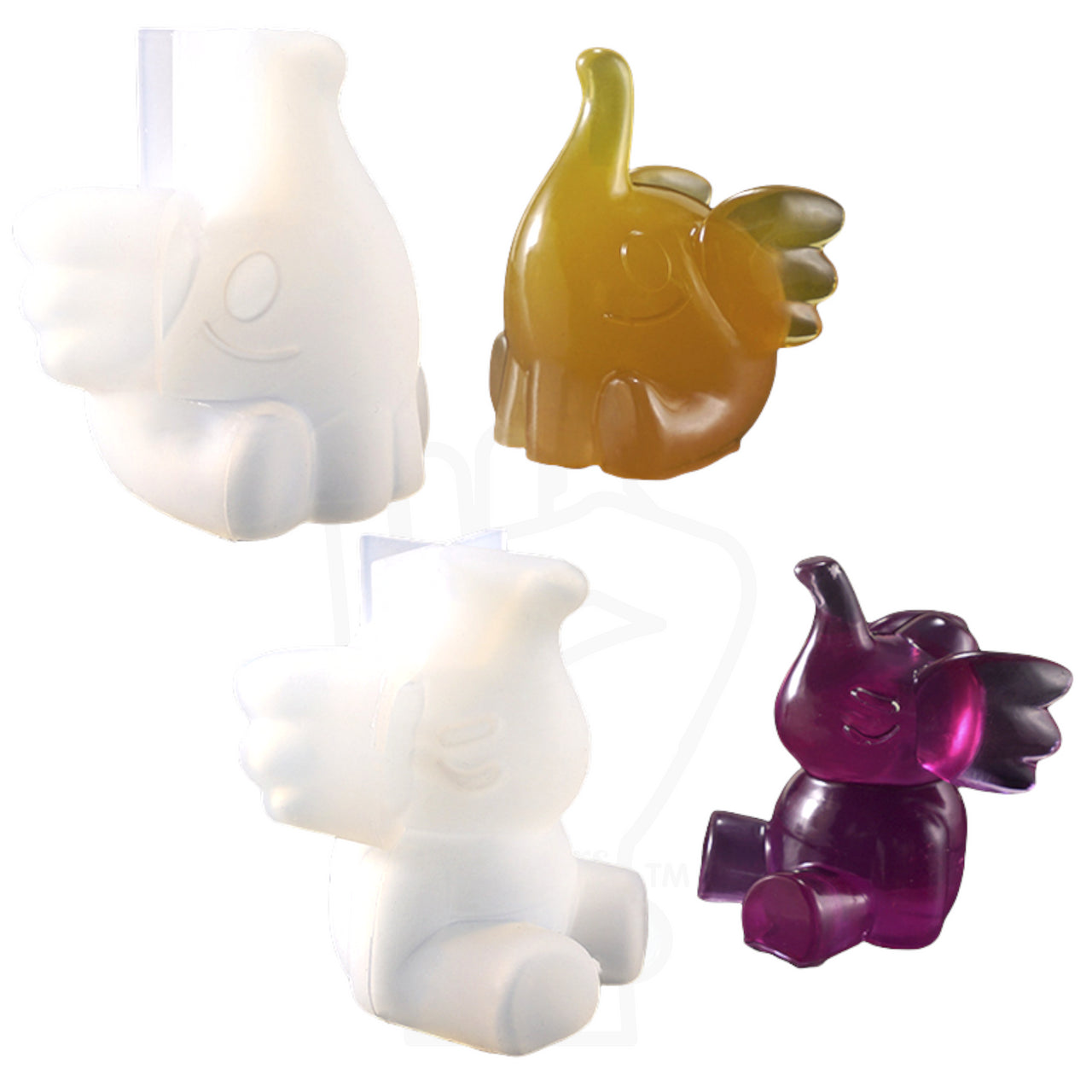 3D Sitting Elephant Deep Pour Transparent Silicone Mold for Epoxy Resin Art - 2 Styles