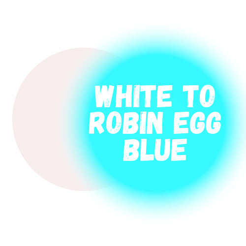 White to Robin Egg Blue Premium Glow Powder for Resin 2 Oz
