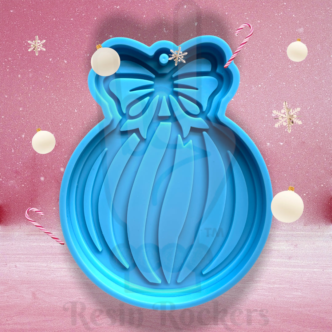 Holiday Ornament with Bow and Ribbons Silicone Mold for Epoxy Resin Art