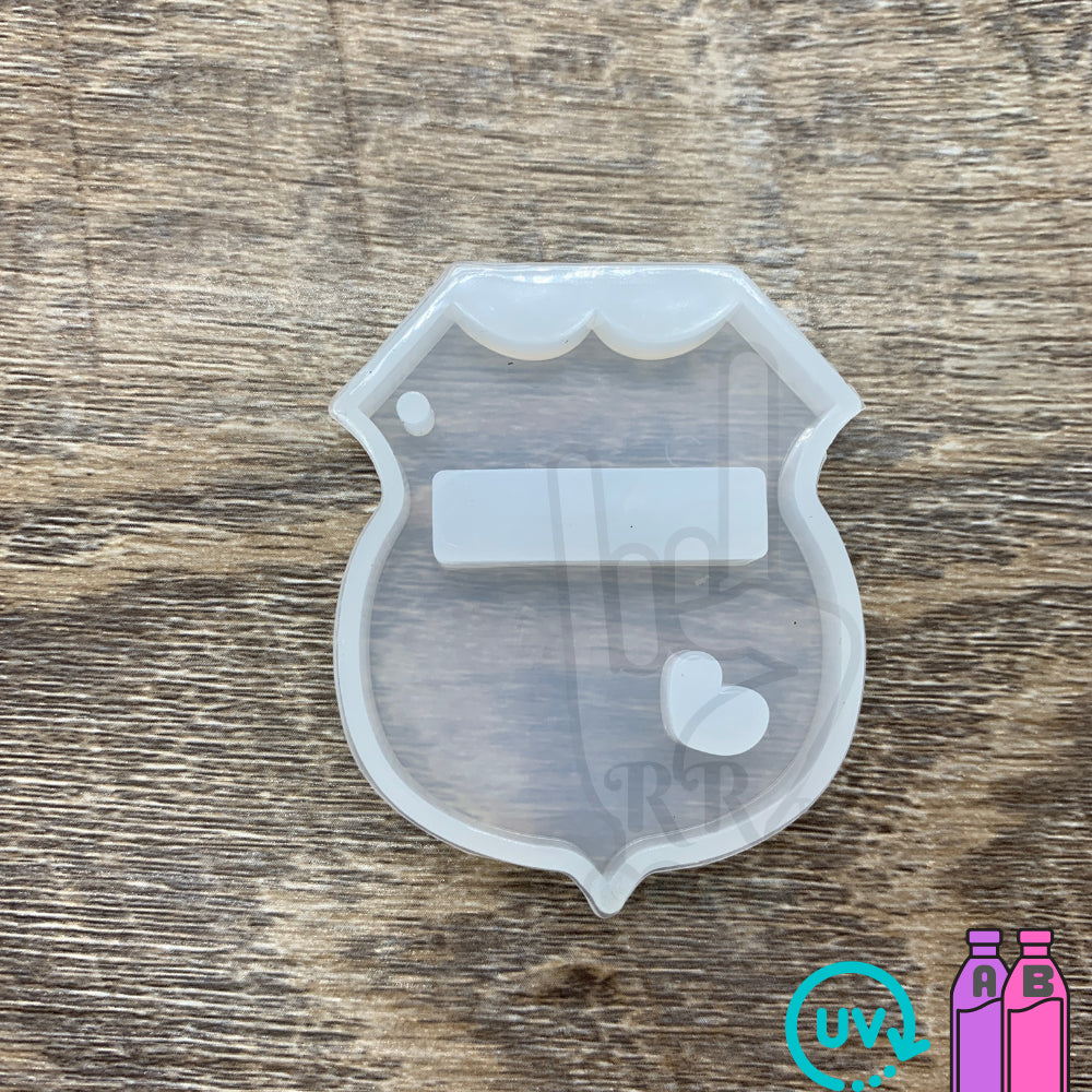 Mini Police Back the Blue Badge Keychain Mold for Epoxy Resin Art
