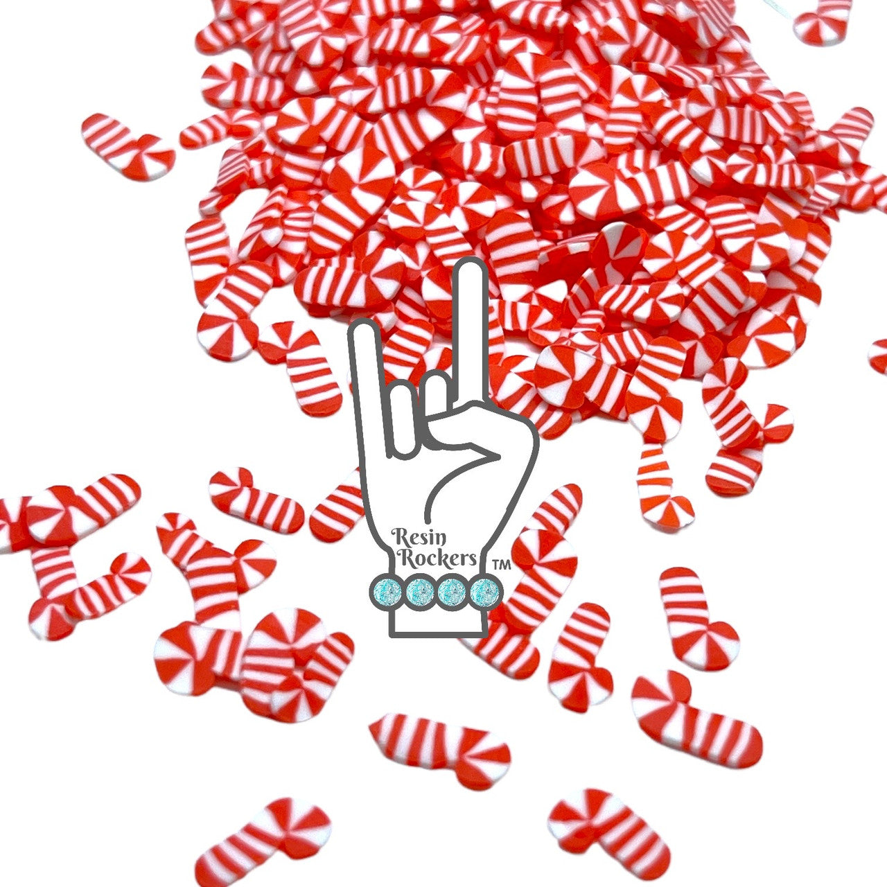 Peppermint Candy Cane Polymer Clay Pieces for Epoxy and UV Resin Art