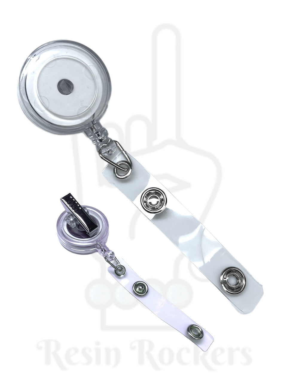 Badge Reel Blank with Alligator Clip and Button Snap in a Variety of Colors & Clear