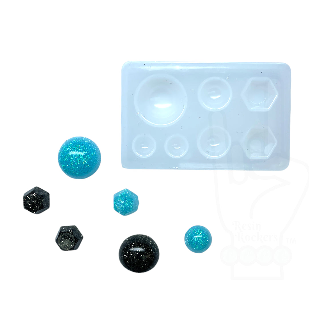 Mini Gemstone &amp; Round Dome Stud Earring with Cabo Transparent Silicone Mold for Epoxy or UV Resin Art