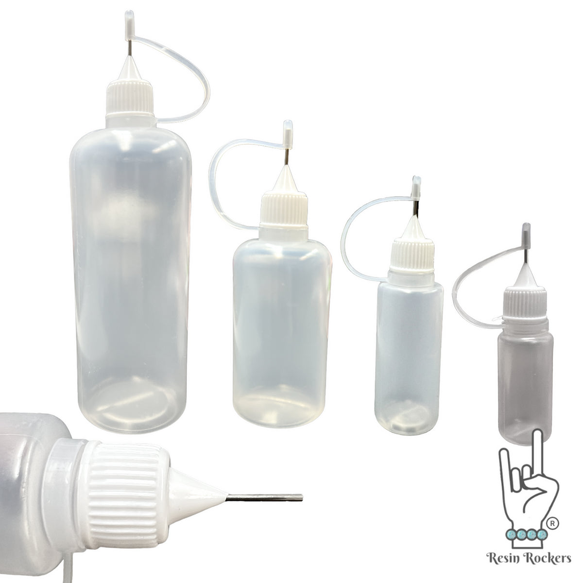 Needle Fine Tip Precision Shaker Filler Bottle - 10 mL, 20mL, 50mL, or 100mL